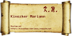Kinszker Mariann névjegykártya